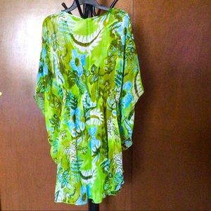 Women's Floral Printed Bathing Suit Cover Up Tunic Dress, OS